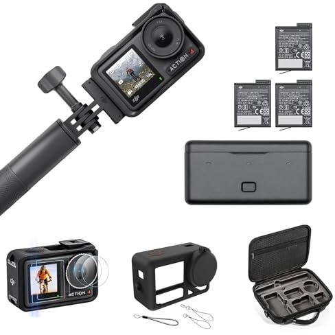 DJI Osmo Action 4 Adventure Combo mit Aufbewahrungstasche + Panzerfolie + Schutzhülle – 4K/120fps Kamera, 1/1,3-Zoll-Sensor, 155°-Ultraweitwinkel-Sichtfeld, bis zu 7,5 Std. mit 3 zusätzlichen Akkus