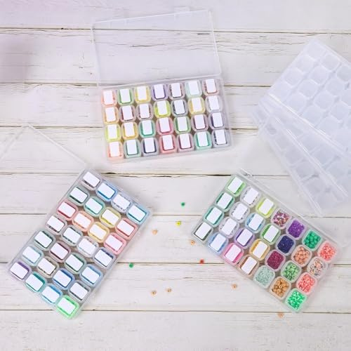 TOMNK 168 Slots 6pcs 28 Grids Diamond Painting Boxes Plastic Organizer, Bead Organizer