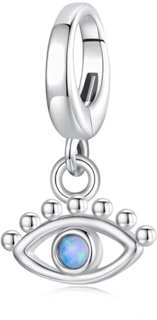 ZUOHUI Breloque en argent mauvais œil pour Pandora avec fermoir mousqueton | Dée cadeau pour femme sœur ou mère pendentif pour colliers ou porte-clés idéal pour la création de bijoux argent sterling 925