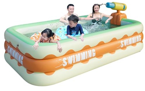 Vesciche per piscina – grande piscina gonfiabile per famiglia per bambini e adulti | spessa piscina all'aperto per giardino o prato a grandezza naturale sopra la piscina a terra per schizzi estivi