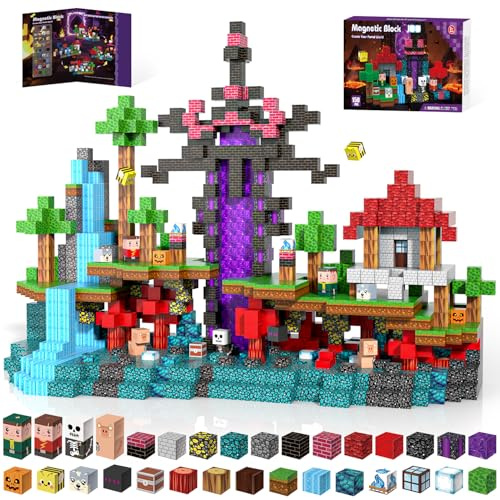 Kryzomat 150 PCS Magnetische Bausteine, Magnetbausteine für Kinder(Portal) | Abenteuer-Thema, Magnetic Building Blocks ab 3 Jahre, Magnet Spielzeug für Junge Mädchen, STEM Spielzeug Geschenk