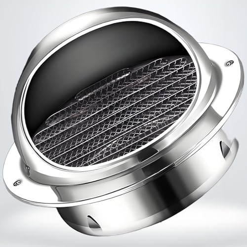 Generico Griglia di Ventilazione A Sfera in Acciaio Inox Griglia 50mm-300mm Parete Cappa d'Aria Ventilazione, Griglia di Scarico Esterna in Acciaio per Casa Cucina Bagno(200mm)