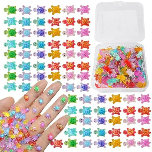 200 Pièces Mini Tortue Lumineuse en Résine Mini Figurine Tortue Lumineuse | Matériau Durable;Styles Colorés;Mini-Jardin Coques Bureau Aquarium;Ensemble Complet Multiusages
