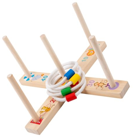 GANAZONO Jeu de Lancer Anneaux Bois Coloré pour Garçon Fille Éducatif de Coordination Main-œil Kit Ludique Adapté Intérieur et Extérieur Cadeau Garçon Fille