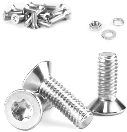 35 Set M6 Schrauben Set, M6 x 25mm Senkkopfschrauben Muttern Set, Edelstahl Torx Schrauben Sets, Maschinenschrauben mit Unterlegscheiben, für Maschinen, Geräte, Möbel (35, M6*25mm)