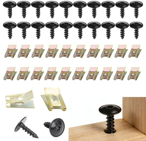LEIIERUY Kit de 10 Juegos de Abrazaderas de Tuercas U‑Clip + Tornillos para protección Inferior de vehículo – fijación para Guardabarros, Cubierta Inferior, Paso de Rueda y Paneles de Salpicaduras