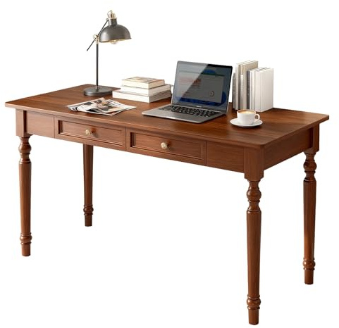 BaoBaJiu Massivholz Schreibtisch 100cm Nussbaum, Vintage Sekretär Antik, Klassischer Computertisch für Arbeitszimmer, Stabil