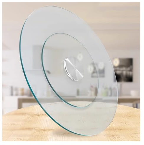 Plateau rotatif – Grande table de salle à manger ronde Lazy Susan, plateau de service en verre trempé avec roulement silencieux