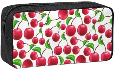 Fbghhty Estuche organizador de papelería ligero con estampado de cerezas rojas de gran capacidad, para oficina y uso diario