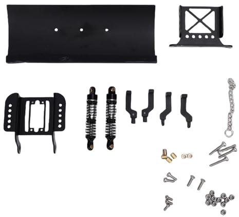 SPYMINNPOO Chasse-Neige de Voiture RC, Lame Avant en Alliage avec Absorption des Chocs Hydrauliques, Accessoire de Chenille à échelle 1/18 pour Les Scènes d'hiver (Black)