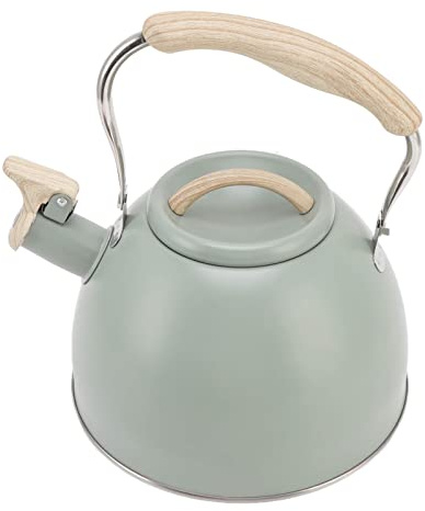 NOENNULL Teiera con Fischio Precisa Bollitore da tè da 3 Litri in Acciaio Inossidabile Verde Chiaro con Manico in Plastica per la Domestica