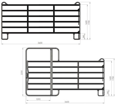 Kerbl Panel - Zaunelement 2,4 m mit Tor (incl. Kettenverschl.)