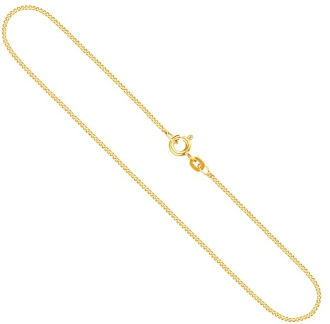 EDELIND Goldkette Damen Herren Halskette 1.2 mm Panzerkette flach 333, 375, 585 oder 750 aus Gelbgold Echt Gold Kette, Halskette Gold mit Schmuck Geschenkbox