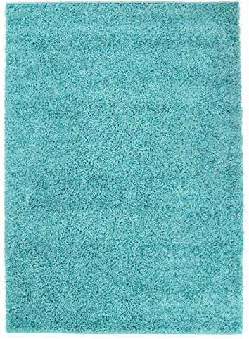 Shaggy - Alfombra, flokati, acrílico, turquesa, 100 cm_x_300 cm