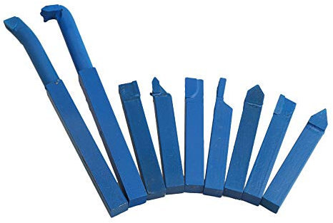 BQLZR Lot de 9 outils en alliage carbure pour tour à métal 10 x 10 mm, bleu,