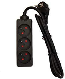 CHACON Bloc multiprise 3x16A - 3500W 230V - câble H05VV-F 3x1 5mm² - 1 5m - Noir