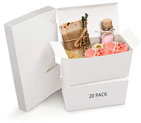 Belle Vous Geschenkboxen Kraftpapier Weiß (20Stk) – Karton Schachteln 23 x 11,5 x 11,5 cm – Pappschachteln Einfach Aufzubauen – Geschenkbox Quadratisch für Geschenke, Party, Geburtstag, Hochzeit