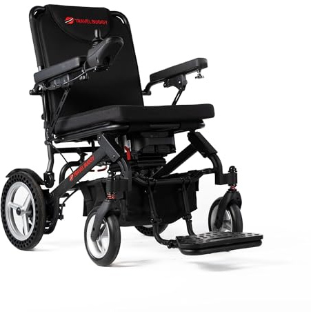 Travel Buggy Dash Electric Wheelchair, Foldable, Lightweight, Weight Capacity 265lbs,12 Rear Wheels, 20km Cruise Range, 19 Seating Width, Shipped and Serviced from USA (Black)