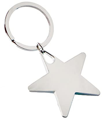 ARFUKA Metall-Stern-Schlüsselanhänger, Zinklegierung, sternförmig, Schlüsselanhänger, Geschenk für Weihnachten, Geburtstag, silber, Small