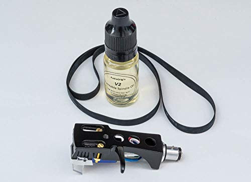 Schwarzes Headshell, Tonabnehmer, Stylus, Antriebsriemen, Schmiermittel-Auffrischungspaket für Realistic R-8000, LAB-300, 27
