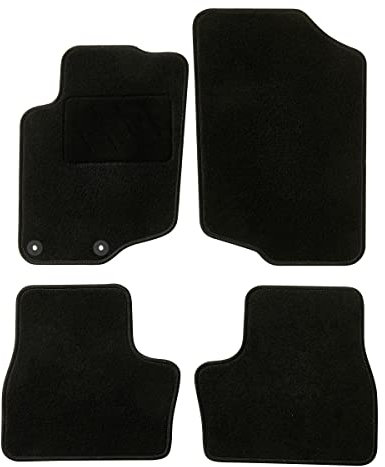 DBS – Tapis de Voiture - sur Mesure pour Peugeot 207/207 SW / 207 + (04/2006-06/2014) – Antidérapants avec Clips de Fixation – 4 Tapis Auto Avant/arrière – Moquette Noire