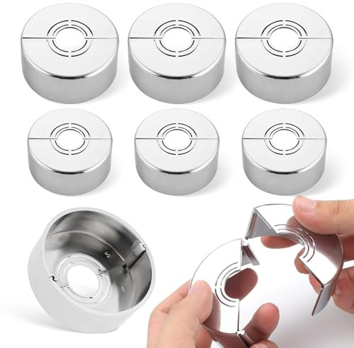 6 Pezzi Rosette per Termosifoni Copritubo Termosifone Rosetta Termosifone 3 Misure Regolabili Rosetta Copritubo Split Rosetta Copri Foro Muro per Accessori Doccia Decorazioni per Rubinetti(Argento)