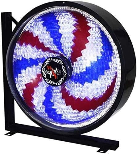 VUIKLCty Lámpara de Poste de peluquería Lámpara LED de Poste de peluquería Molino de Viento Lámpara Redonda giratoria Raya roja Blanca Azul