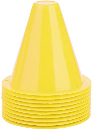 TIKATARER Mini Cônes pour Le Sport, 10 Pièces, Cônes en Plastique pour Entraînement de Football, Barrières de Football, Support de Marqueur en Plastique, Accessoire (Yellow)