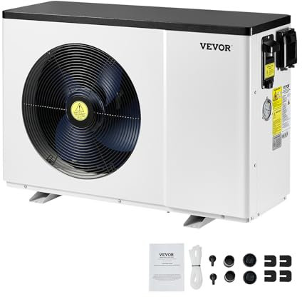 VEVOR Elektrische Pool-Wärmepumpe, 1,48–7,11 kW Heizleistung, energiesparende Poolheizungen mit Variabler Frequenz für 15–30 m³ Aufstellpools, Heiz- und Kühlpool-Warmwasserbereiter