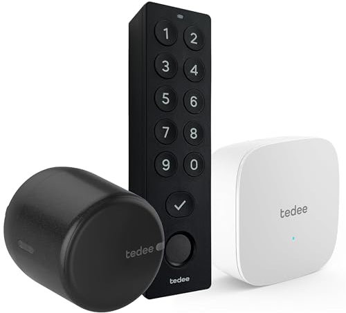 tedee GO2 Serratura Smart con WiFi e tastierino biometrico per l'accesso remoto, Serratura intelligente con app e Bluetooth