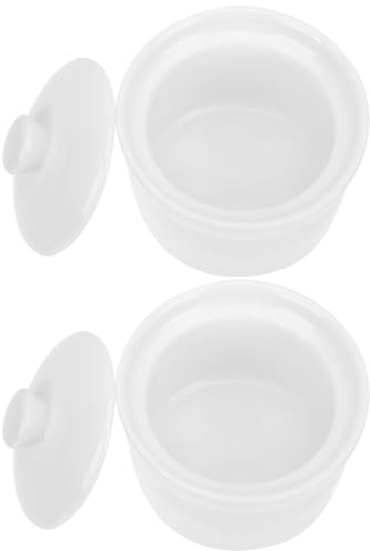 TOYANDONA Lot de 2 Bols à Mijoter en Céramique avec Couvercle 35 Pouces Vaisselle pour Cuisson Vapeur Ustensile Cuisine Polyvalent pour Soupe Œufs Vapeur et Préparation Alimentaire