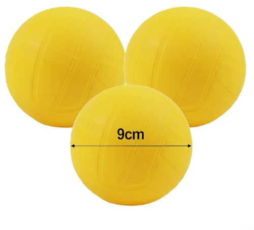 Confezione da 2 palline rotonde di ricambio per gioco Spikeball, in morbido PVC giallo, dimensioni 9 cm e 12,5 cm, per spiaggia, prato, sport all'aria aperta e allenamento