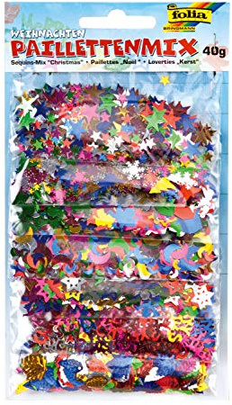 folia 2508 Lentejuelas de Colores y Formas Surtidas, 40 g, Ideal para decoración dispersa o para Manualidades