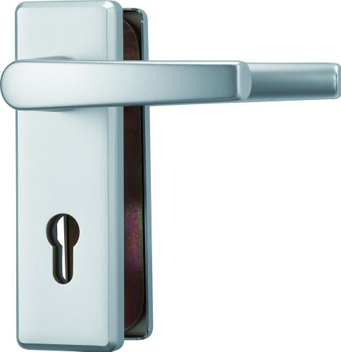 ABUS Tür-Schutzbeschlag KKT512 F1 aluminium mit beidseitigem Drücker eckig 26438
