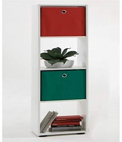 FMD furniture Bücherregal Raumteiler Ordnerregal mit 4 Fächern stehend oder liegend in Weiß für Wohnzimmer, Büro, Kinderzimmer