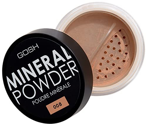 GOSH Mineral Powder, Vegan, Loose Fixation Powder with Minerals for All Skin Types, Matte & Long-Lasting for a Flawless Complexion, No Mask Effect, Medium to High Coverage, 008 Tan