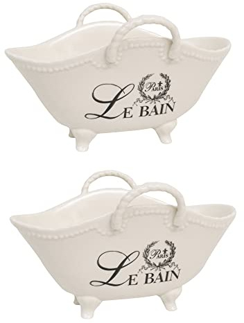 Le Bain Paris Keksdose, multifunktional, aus weißem Porzellan, mit Dekor, L20 x PR12,3 x H12 cm