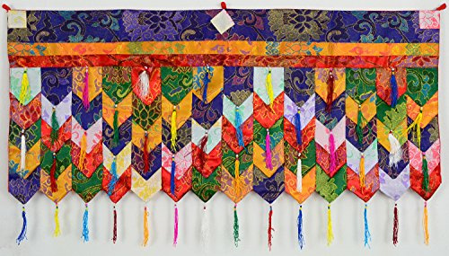 BUDDHAFIGUREN/Billy Held Buddhistischer Wandbehang Chukor 99 cm x 40 cm Tibet Brokat