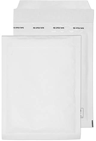 Blake Purely Packaging - White Padded Envelopes 215 x 145 mm - Bulk Pack of 100 - Extra Security - 90 GSM - Peel and Seal Bubble Mailers - FSC Certified - White Jiffy Bags (C/0)