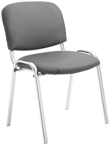 CLP Stapelstuhl Ken I Konferenzstuhl Mit Kunstleder-Bezug I Metall In Chrom-Optik, Farbe:grau