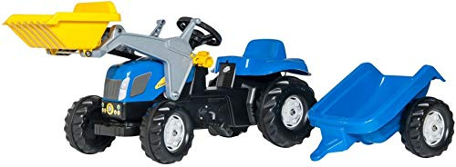 Rolly Kid New Holland Pedal Power Ride-On Tractor with Frontloader and Trailer for Children