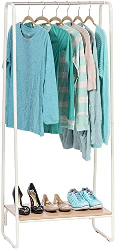 Iris Ohyama Garderobenständer, Kleiderständer, 1 Ebene, Weiß, Robuster Rahmen, Rutschfest, Für Schlafzimmer, Studio, Schrank, Garderobe mit schuhschrank, Wäscheständer, Einfacher Aufbau, PI-B1