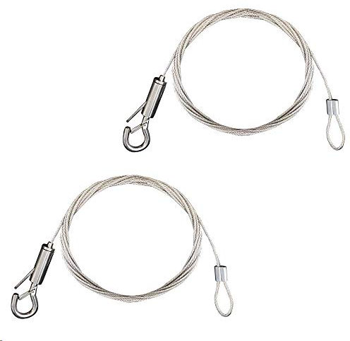 KINDPMA 2pcs Fil Suspension Cadre Câble Acier Galvanisé avec Tendeur et Crochet Fil Suspendu Câble en Acier Inoxydable pour Cadre Photo/Lumière/Cimaise/Miroir/Rideaux-1.5mm x 2m Chargé Max de 30KG