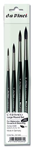 da Vinci Brushes 5598 Casaneo Künstlerpinsel-Set, groß, rund, Größen 5, 6, 8, 10, Schwarz, 4
