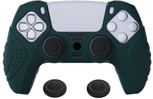 eXtremeRate PlayVital Hülle für ps5 Controller,Schutzhülle ergonomisches Case Griffe Skin,2 Stück Stick Aufsätze für PS5 Controller(Guardian Edition,Renn-Grün)