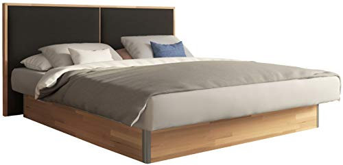 SuMa - Wasserbett dual 180x220 freistehend m. Sockel Kernbuche und Kopfteil Duetto, Farbe anthrazit 180x220 cm
