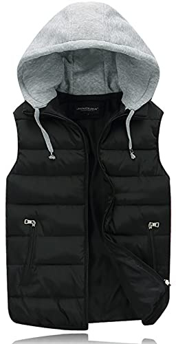 Ommda Gilet Smanicato Uomo Caldo Imbottito Invernale con Cappuccio Antivento Giacca Senza Maniche Sportivo Giubbotto Casual con Zip