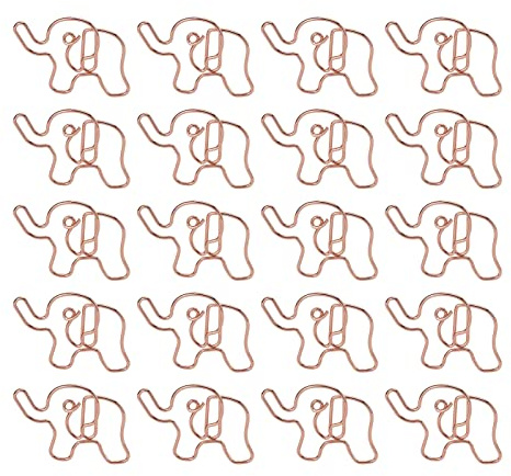 20 Stück Cartoon Büroklammern Elefant Formen Büroklammern Metall Tier Büroklammern Lesezeichen Büroklammern für Office School Notebook