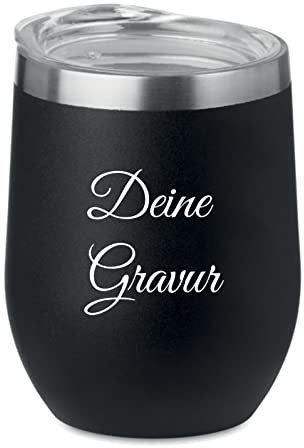 Schmalz® Thermobecher Sudbury mit Gravur | Edelstahl | personalisiert | graviert | Namen | Kaffe to go | 300 ml | doppelwandig | Vakuum Isolierung | auslaufhemmend | Isolierbecher | Mug (schwarz)