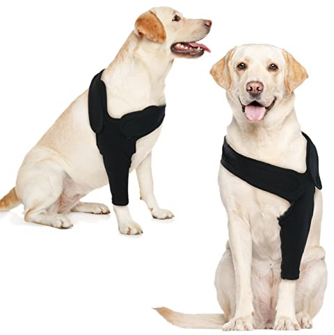 die Vorderbeine des Hunde Pfotenschutz, Ellenbogenbandage Protector, Hund Chirurgie Erholung Ärmel vorne rechts Links Bein für Hot Spots, Wunden, Bandagen, Anti Lecken für Hunde, Schwarz 2XL